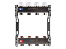 Коллекторная группа Rommer 4 выхода без расходомеров нержавеющая сталь RMS-3200-000004